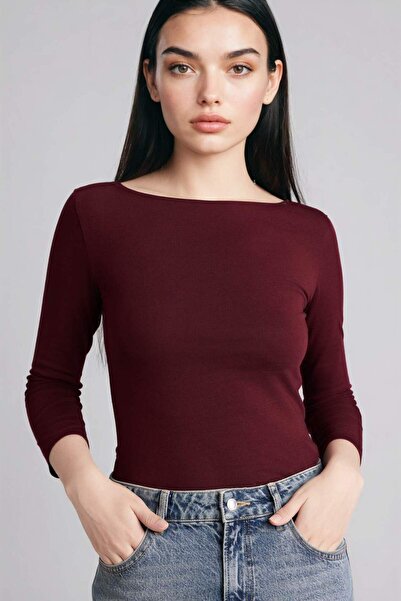 DeFacto Slim Fit Boat Neck Long Sleeve T-Shirt G9577Ax26Sp