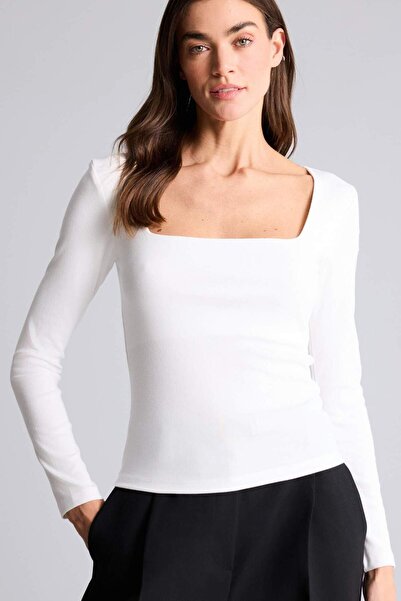 DeFacto Slim Fit Square Neck Basic Plain Modal Long Sleeve T-Shirt G8527Ax26Sp