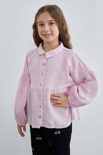 Fulla Moda Cămașă pentru fete din țesătură de muselină cu mâneci tip balon