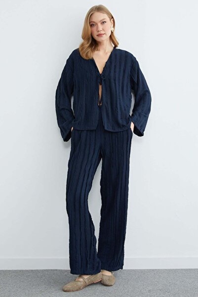 Fulla Moda Front Tie Crepe Fabric 2-Piece Set