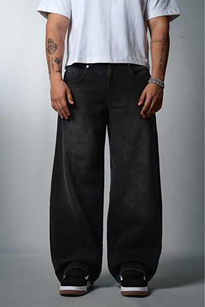 GRJ denim Carbon Wash Wide Leg Super Baggy Black Men's Jean Pants