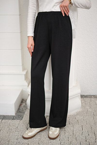 LOCCO Pantaloni de damă cu talie elastică negri