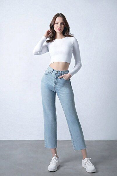 VAGGON Blugi cu franjuri și picior drept