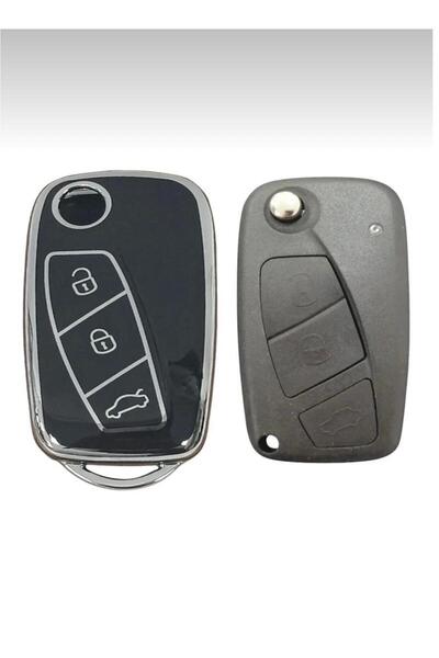 ÖZEN KEYS Fiorino Linea Ducato Oto Key Case Cover Black Silver Silver Color