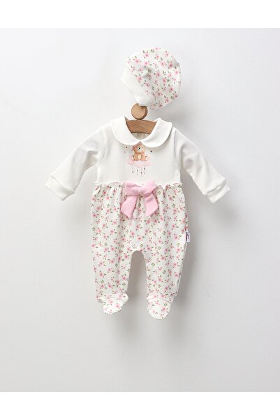 MiniKids Salopeta cu fes, Ursulet pe Norisor, cu roz