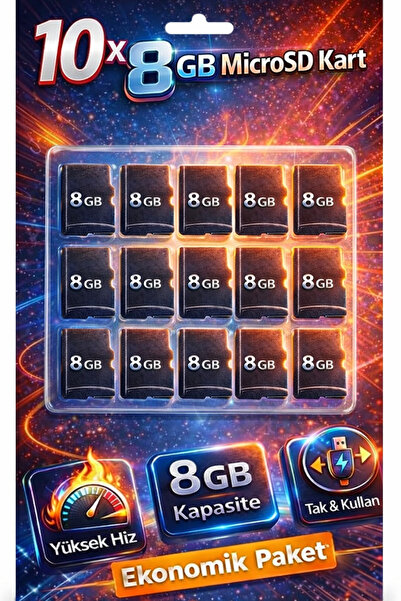 FaroxTech Yüksek Hızlı MicroSD Hafıza Kartı - 8GB x 10 ADET - Ekonomik Paket