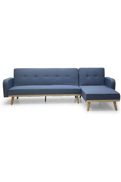 Afifa Furniture Beige & Blue L Shape Sofa Cum Bed
