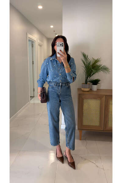 BİRCANÇİL Cos Multras Сини дънки за майки