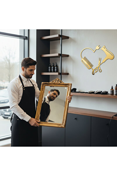 Yüksel Pres Berber Dükkanı Kalpli Fönlü Metal Duvar Tablosu | Duvar Tipi Şık ...