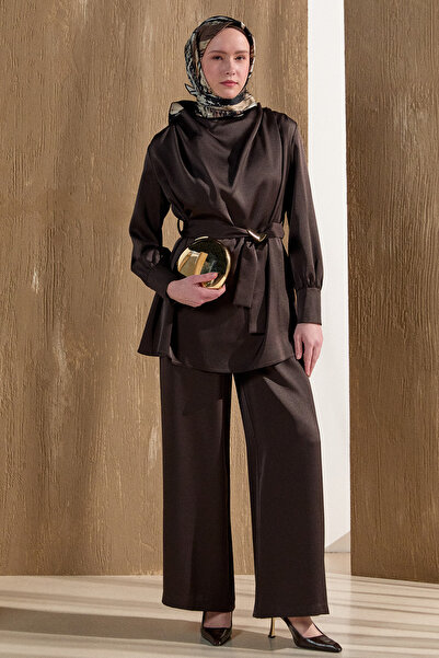 Setrms Degaje Yakalı Saten İkili Takım