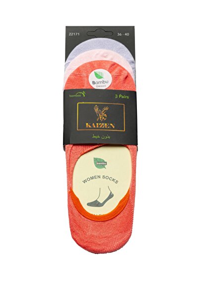 KAİZEN 3 Women's Heeled Socks - Pink - Mauve - Orange ( Bamboo Material)