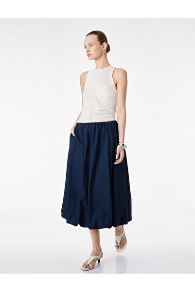 Koton Pamuk kom Poplin Midi visina balon suknja