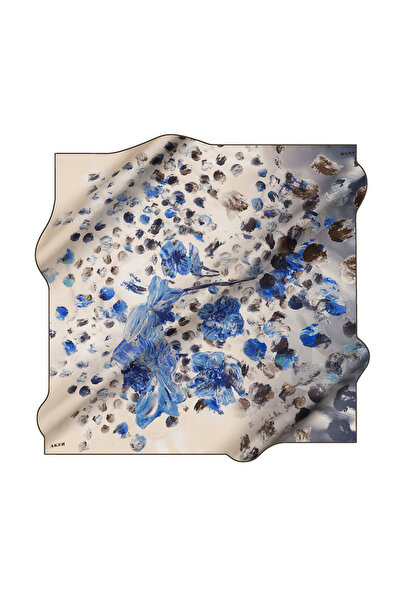Aker Blue 90X90 Silk Crepe Satin Scarf