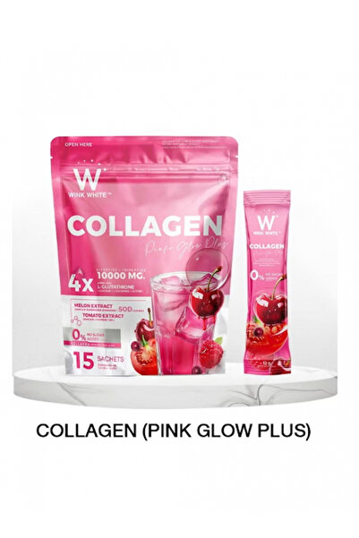 Wink White Collagen Pink Glow and Collagen Blue Hya Plus Drink for Skin Healt...