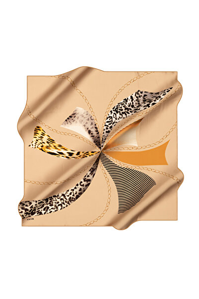Aker Beige 90X90 Silk Crepe Satin Scarf