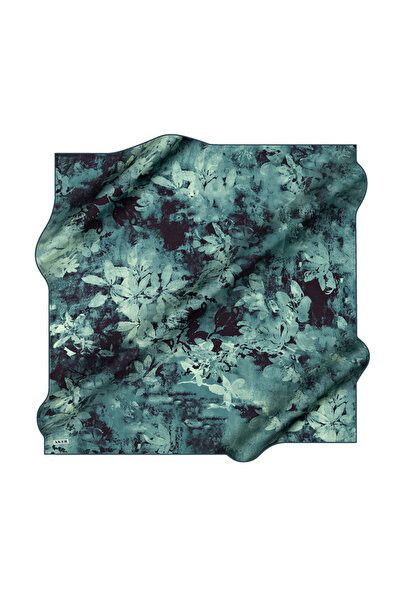 Aker Turquoise 90X90 Silk Crepe Satin Scarf
