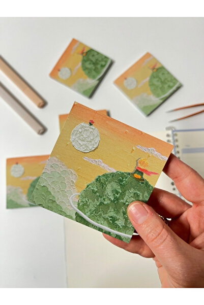 Kağıt Gemi Dükkan Küçük Prens Temalı Yeşil Gezegen ve Gün Batımı Desenli Post...