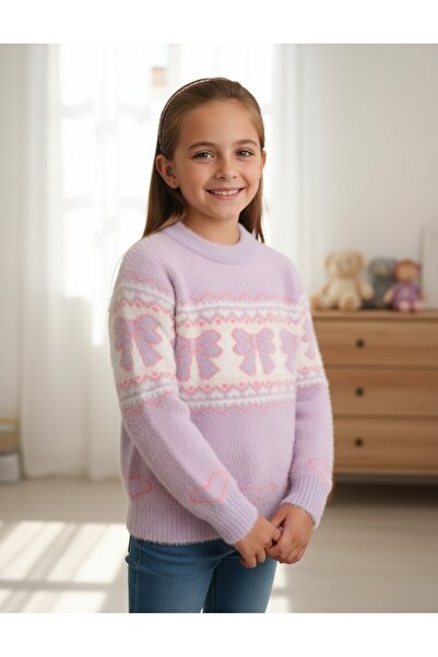 MiniKids Pulover Mohair, Trei Fundite, mov-roz