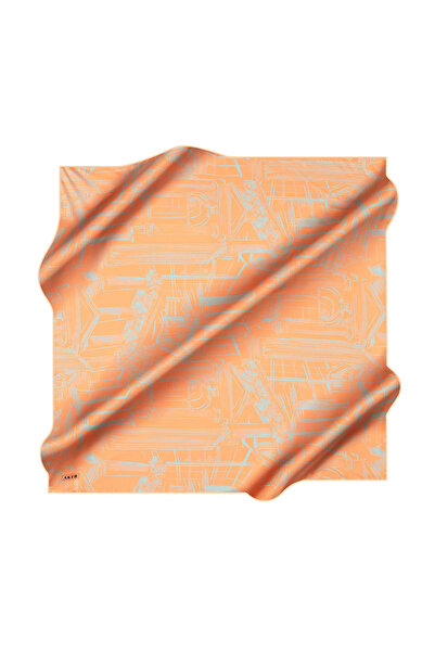 Aker Orange 90X90 Silk Crepe Satin Scarf