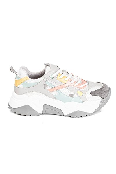 VİVENS MODA Women's Gray Color Casual Sneaker Thick Sole Shoes