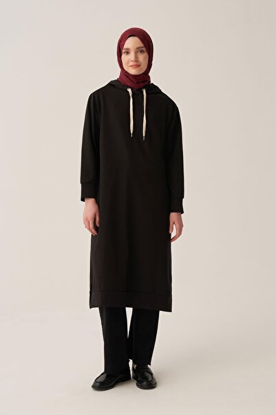 ALLDAY Black-Hooded Comfortable Tunic