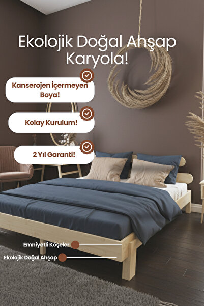 RENAZZO Damla 2'li Başlıklı Modern Karyola - Çift Katmanlı Başlık Detaylı Sar...