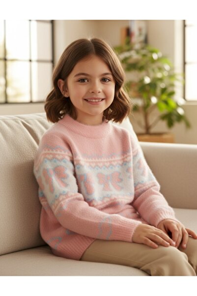 MiniKids Pulover Mohair, Trei Fundite, roz-blue