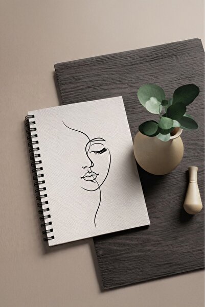 NİORE Caiet spiralat A5 Minimal cu figură feminină – Design estetic cu linii ...