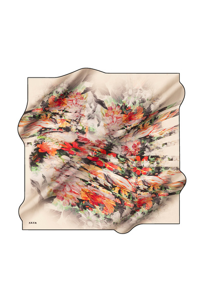 Aker White 90X90 Silk Crepe Satin Scarf