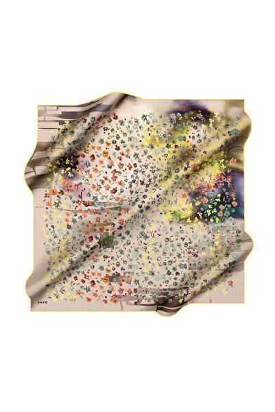 Aker Yellow 90X90 Silk Crepe Satin Scarf