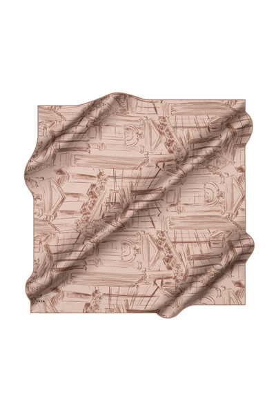 Aker Kahverengi 90X90 İpek Krep Saten Eşarp