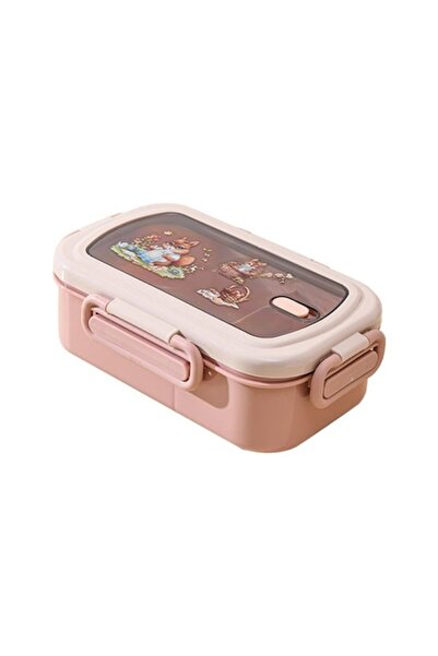 OEM Кутия за обяд за деца 20x14x6 см, 2 отделения, с лъжица и вилица, различн...
