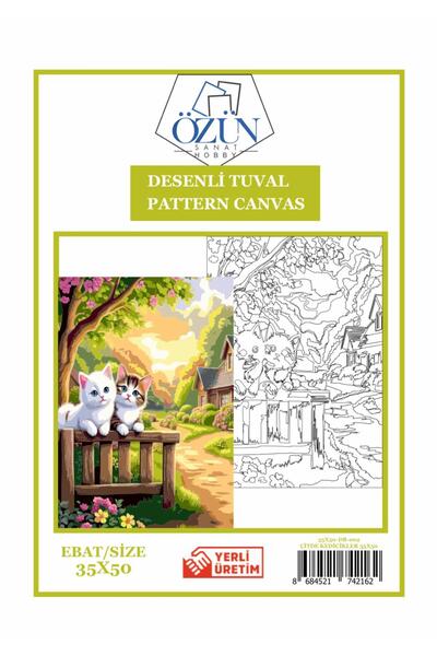 tuvval Desenli Tuval ÇİTDE KEDİCİKLER 35x50 Desenlerle Boyama