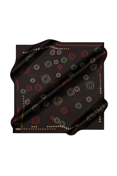 Aker Black 90X90 Silk Crepe Satin Scarf