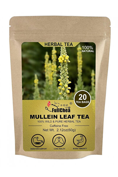 FullChea Mullein Leaf Herbal Tea for Lung and Detox Support 20 Tea Bags