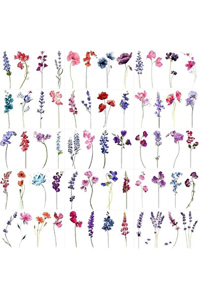 Arabest Watercolor Lavender Tattoos, 30 Sheets Realistic Long-Lasting Floral ...