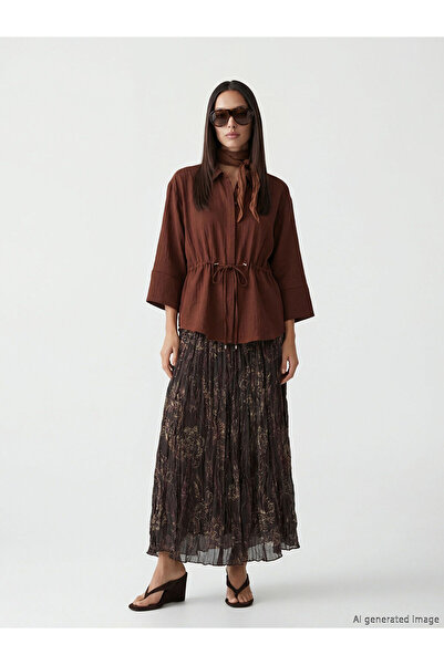 LC Waikiki M&B Collection Mixed Elastic Waist Skirt Patterned Pleated