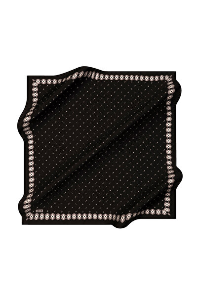 Aker Black 90X90 Silk Crepe Satin Scarf