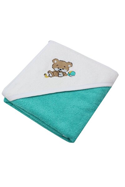 PRICHINDEL Hooded Towel, Bear with Ball, Cotton, Turquoise, 80 x 100 cm