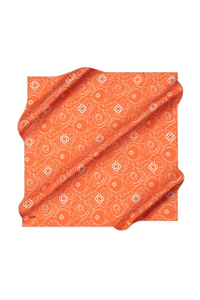 Aker Orange 90X90 Silk Crepe Satin Scarf