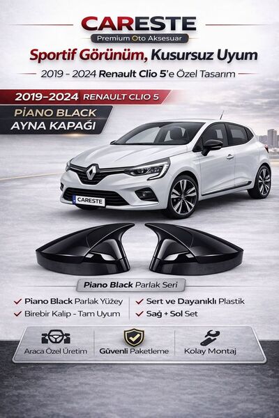 CarEste RENAULT CLİO-5 2019-2024 MODELLER ARASI YARASA AYNA KAPAĞI