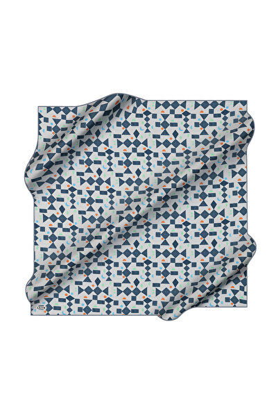 Aker Blue 90X90 Silk Crepe Satin Scarf