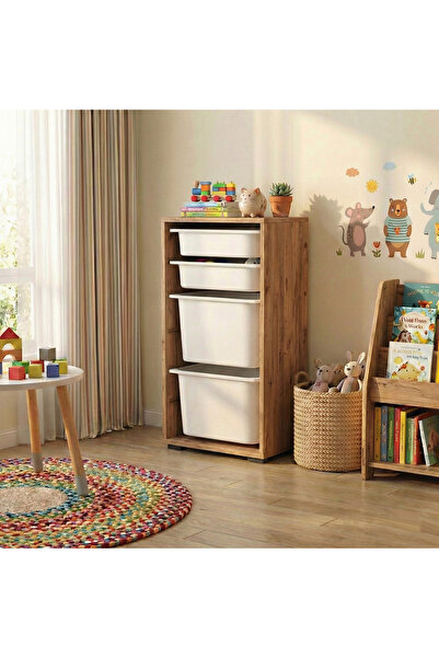 Moniev Kids 4 Sepetli Dolap Çok Amaçlı Dolap Oyuncak Dolabı Mnv2601_4