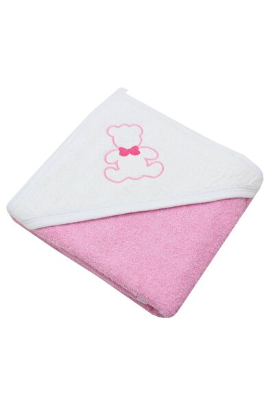 PRICHINDEL Hooded Towel, Bear with Bow, Cotton, Pink, 80 x 100 cm