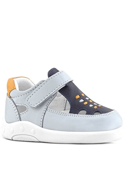 Rakerplus Genuine Leather Anatomical Gray Velcro Baby Sandals Shoes