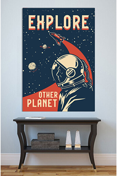 Mushen Studio Astronaut istražuje drugu planetu, retro poster, slika na platn...