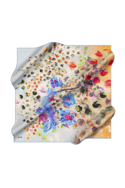 Aker Light Blue 90X90 Silk Crepe Satin Scarf