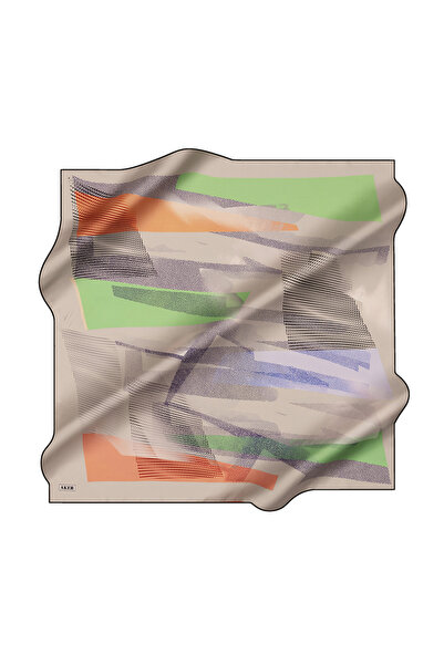 Aker وشاح من الساتان الحريري باللون الرمادي الفاتح مقاس 90 × 90