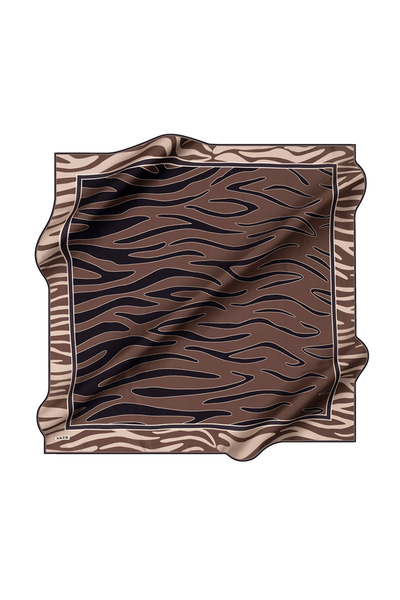 Aker Brown 90X90 Silk Crepe Satin Scarf