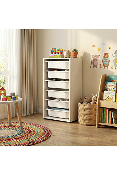 Moniev Kids 6 Sepetli Dolap Çok Amaçlı Dolap Oyuncak Dolabı Mnv2601